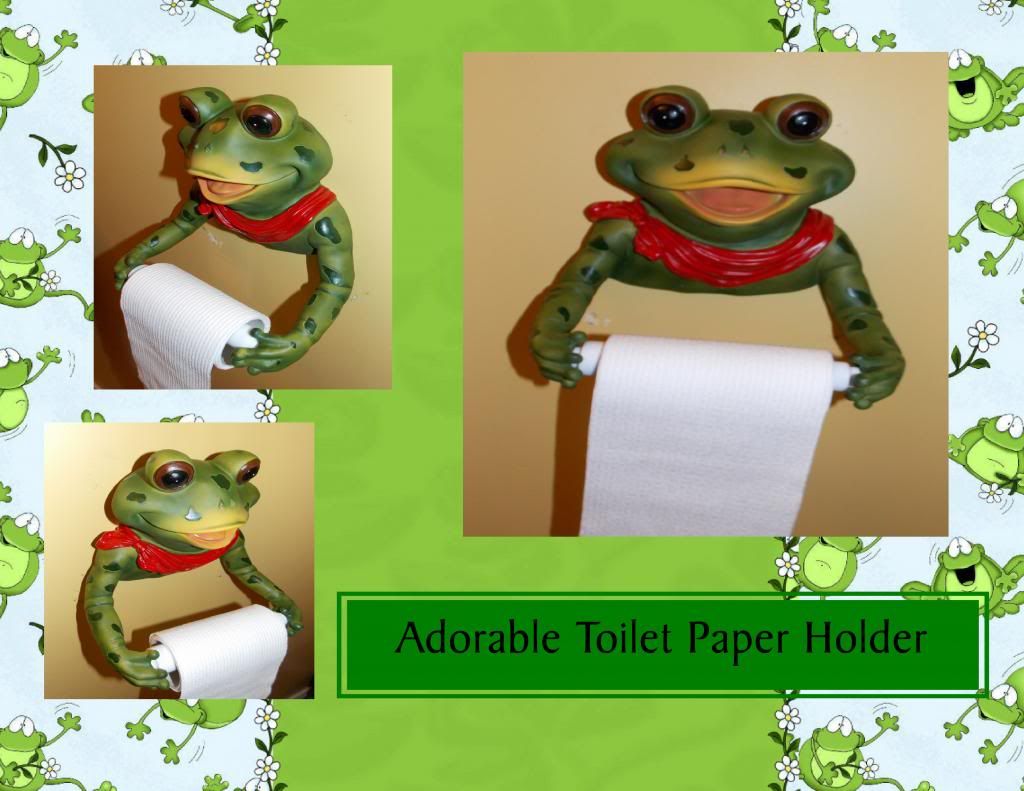 NEW COUNTRY FROG TOAD BATHROOM TOILET PAPER HOLDER WALL HANGING FIGURE