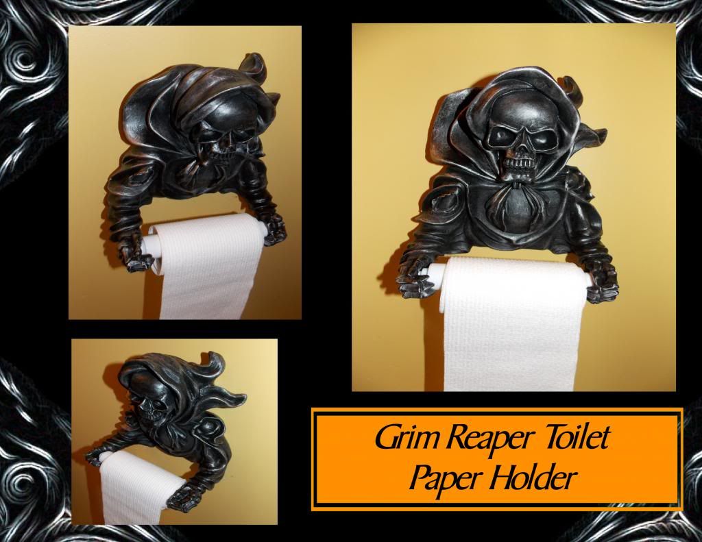 NEW GOTHIC GRIM REAPER BATHROOM TOILET PAPER HOLDER WALL HANGING FIGURE