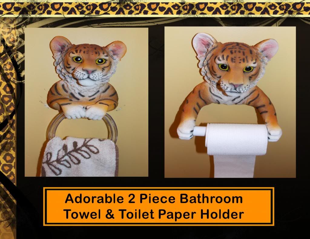NEW AFRICAN TIGER BATHROOM TOILET PAPER HOLDER WALL HANGING FIGURE STATUE eBay