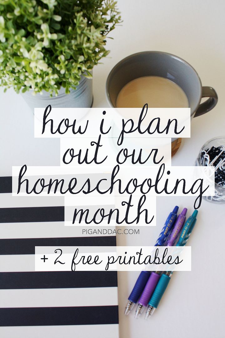 How I plan out our homeschooling month + 2 free planning printables