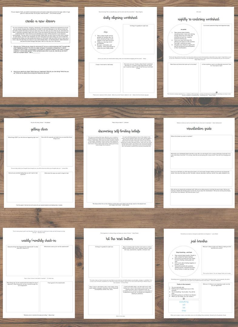 Law of attraction worksheet bundle