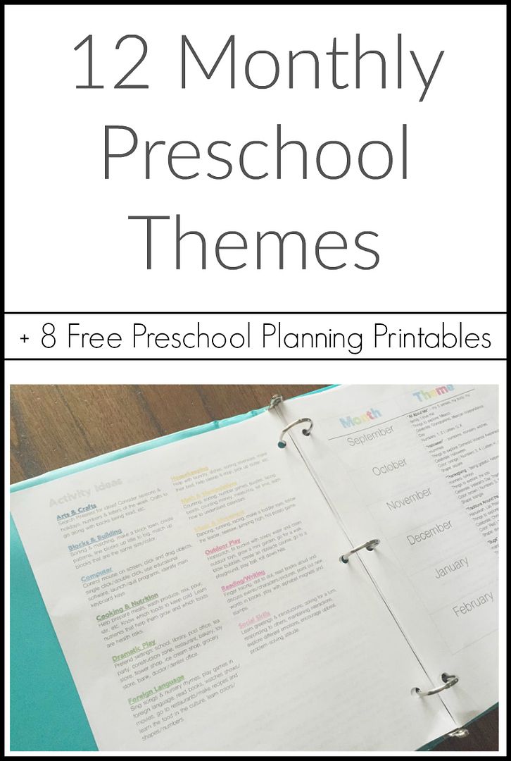 12 Monthly Preschool Themes with 8 free printables for your preschool binder