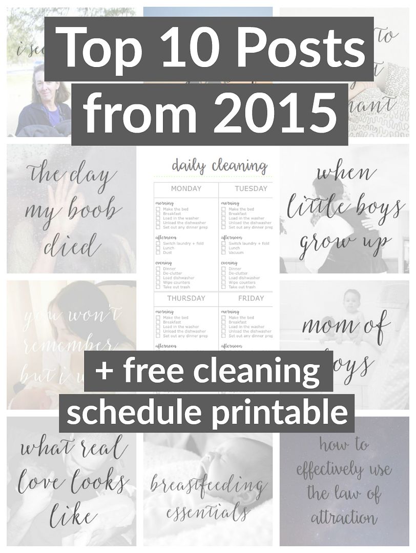 Top 10 mommy posts of 2015 and a free 2 page cleaning printable, the first is a weekly cleaning schedule and the second one is for deep cleaning. Perfect for the new year!