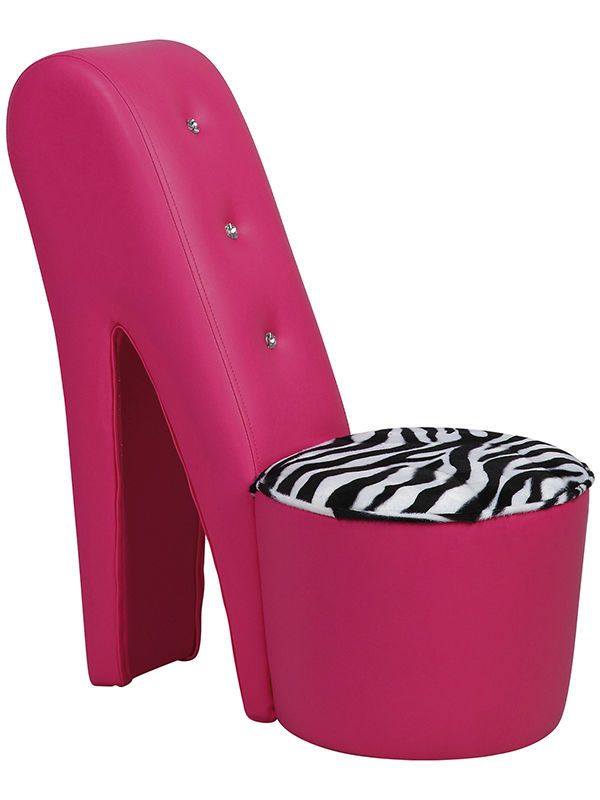 Mini Kids Diamante Shoe Chair + Hot Pink Big Zebra Heel Shoe eBay