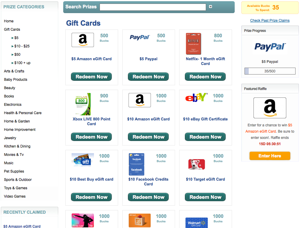 InstantBucks Make 5 Paypal or Amazon Gift Card Guide