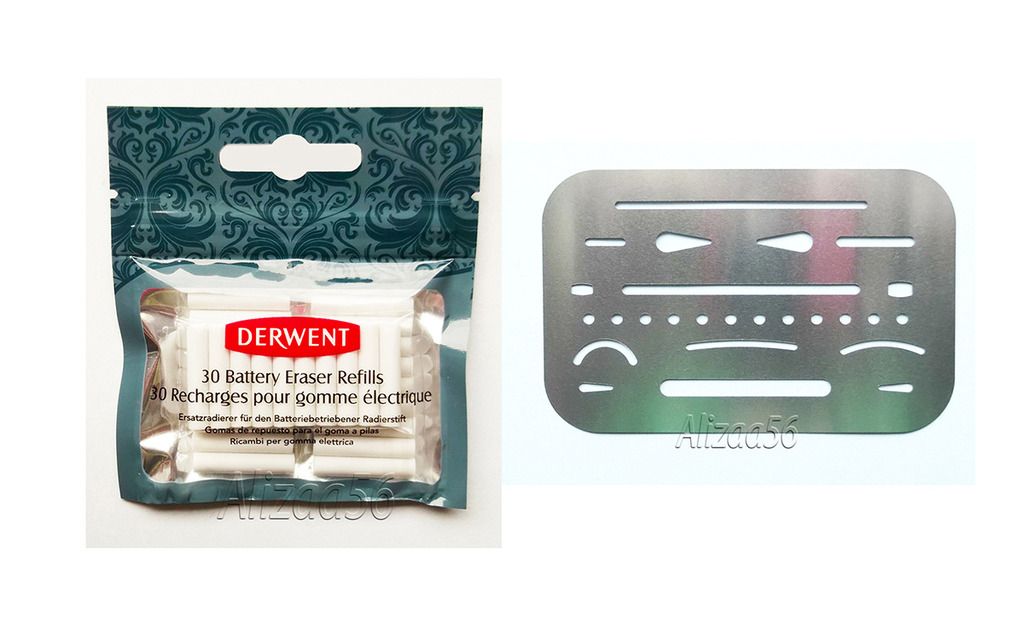 1 Pack of 30 DERWENT Electric Battery Eraser refill & 1 x Eraser Shield
