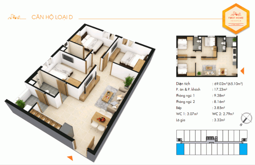 Căn hộ First home Thủ Đức loại D