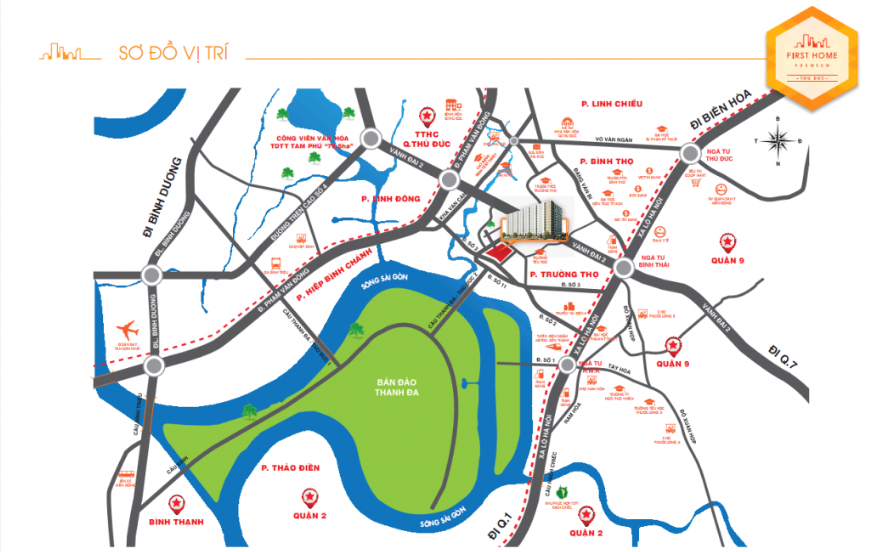 Vị trí căn hộ first home thủ đức