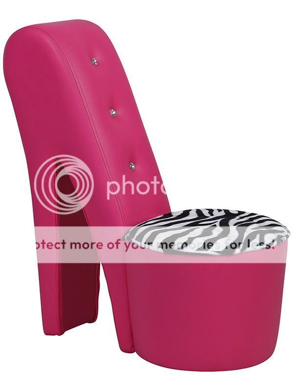 Mini Kids Diamante Shoe Chair + Hot Pink Big Zebra Heel Shoe | eBay